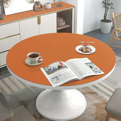 Runde PU Tischdecke wasserdicht Orange 110cm - Tischschutzfolie