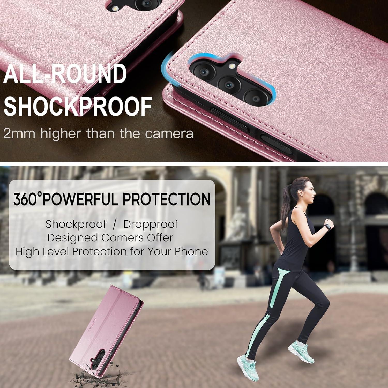 Handyhülle Samsung Galaxy A25 5G Leder Klapphülle Standfunktion Magnet Roségold