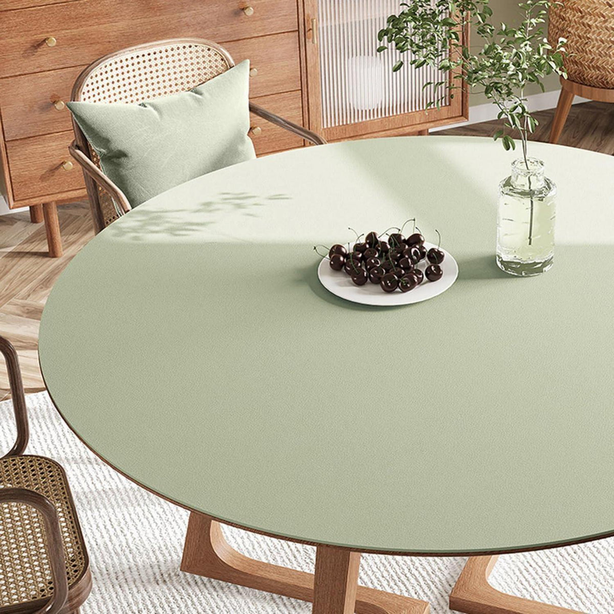 Runde PU Tischdecke 110cm – Wasserdicht, Grün