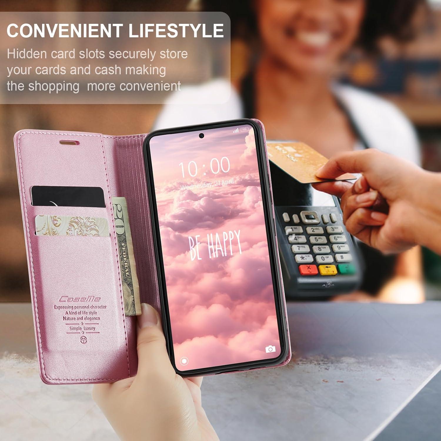 KZB Xiaomi Redmi Note 13 4G Handyhülle Premium Leder Klapphülle Magnet Standfunktion Rose Gold
