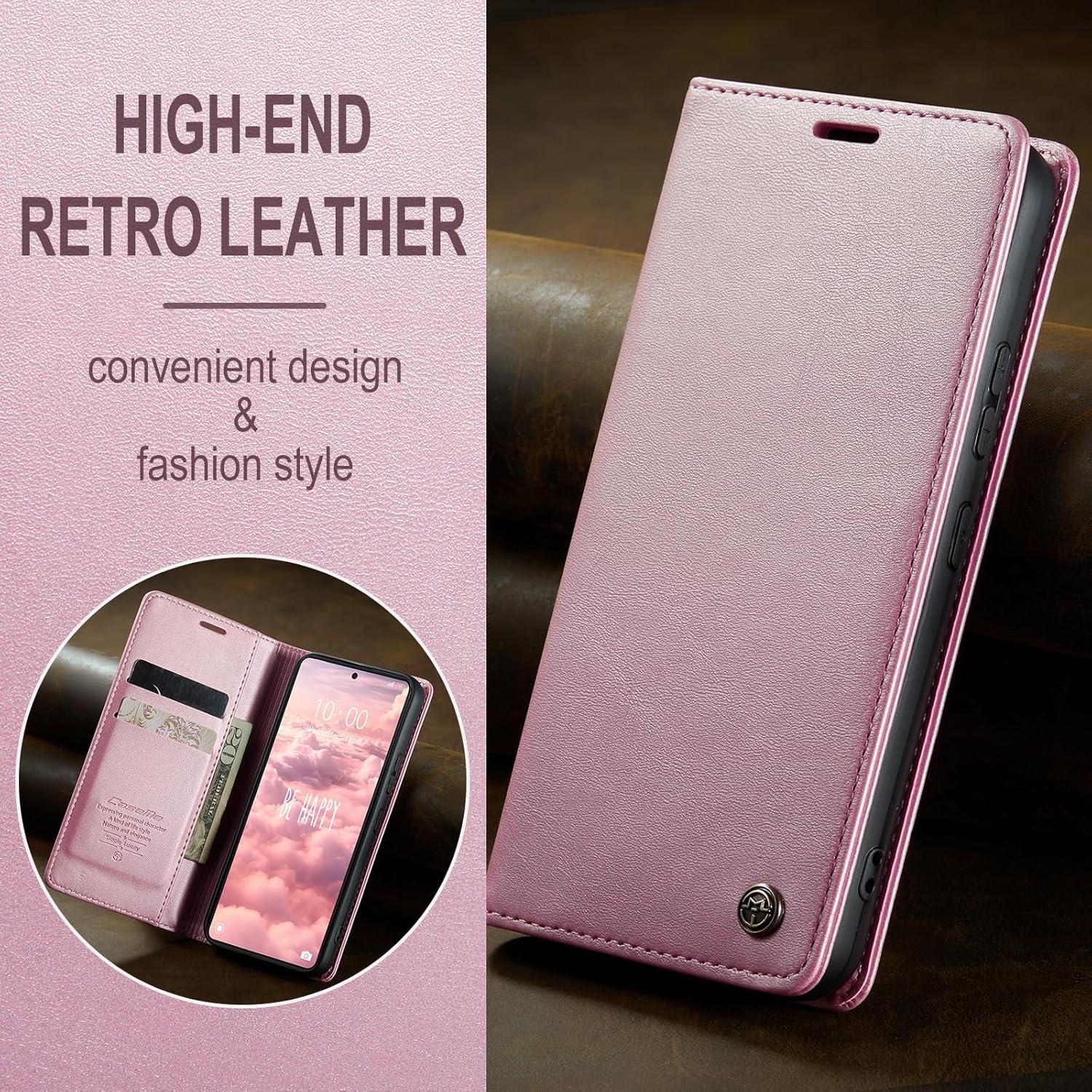 KZB Xiaomi Redmi Note 13 4G Handyhülle Premium Leder Klapphülle Magnet Standfunktion Rose Gold