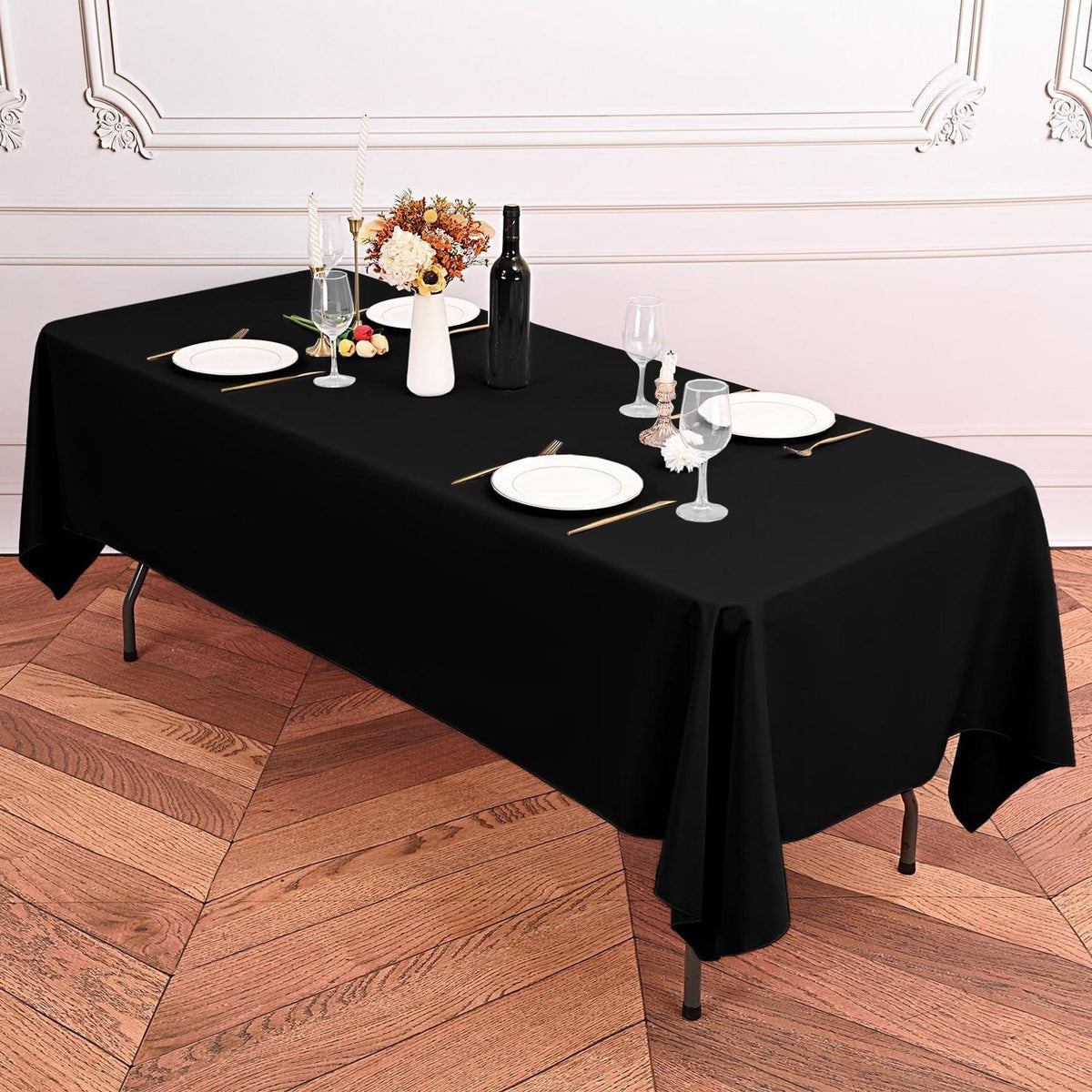 Schwarze Tischdecke Rechteckig 260x153 cm – Waschbar & Fleckenfrei