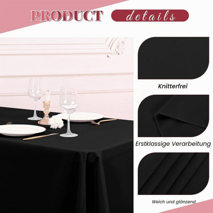 Schwarze Tischdecke Rechteckig 260x153 cm – Waschbar & Fleckenfrei