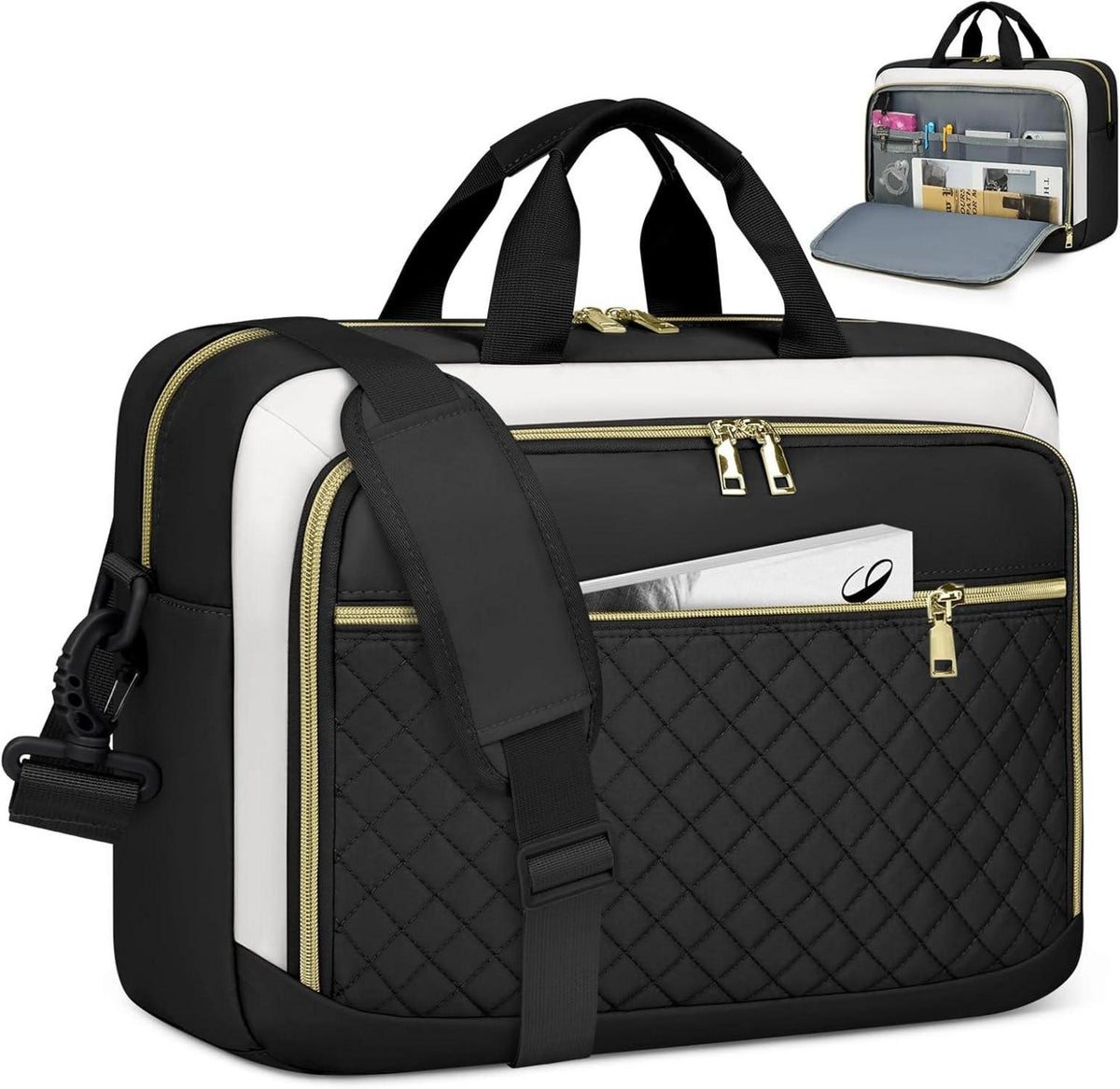 Laptoptasche 17,3 Zoll Damen Wasserdicht Schwarz Beige