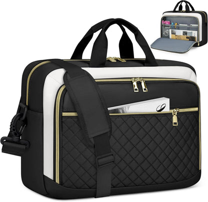 Laptoptasche 17,3 Zoll Damen Wasserdicht Schwarz Beige