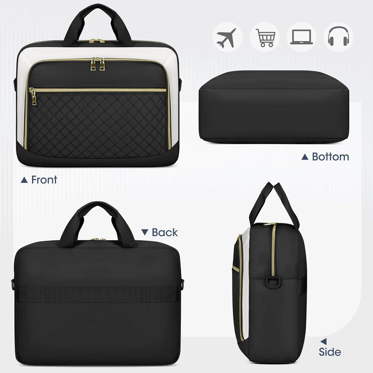 Laptoptasche 17,3 Zoll Damen Business Notebook Schwarz Wasserdicht