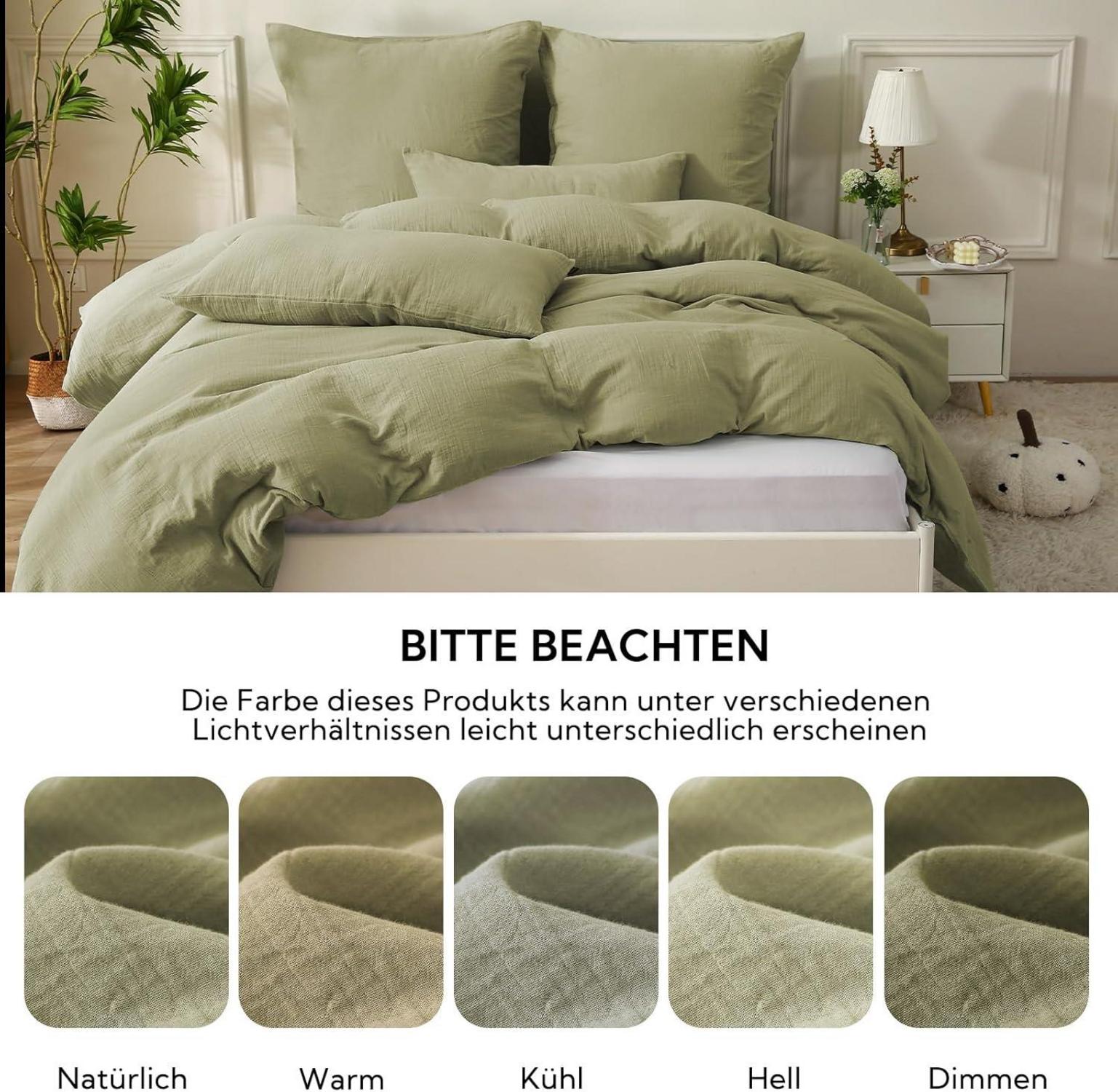 Doppelte Musselin Bettwäsche 220x240 Baumwolle, 3tlg. Set Jaspis-Grau