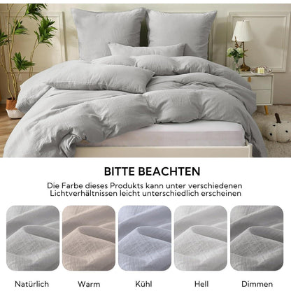 Bettwäsche-Set Doppeltes Musselin Baumwolle Hellgrau 155x220