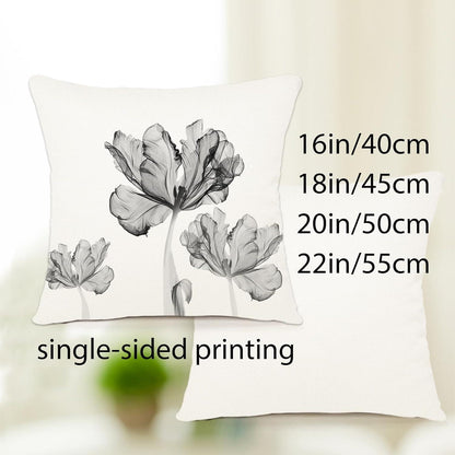 Blumen Kissenbezug 50x50 - 4er Set Leinen Outdoor Deko