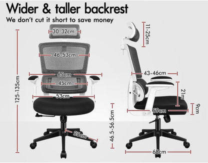 Ergonomischer Bürostuhl mit verstellbarer Kopfstütze und