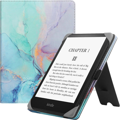 Universal E-Reader Hülle 6 Zoll mit Ständer & Handschlaufe - Marmor Blau