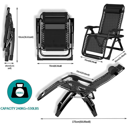Klappbarer Gartenliege Ergonomisch Stabil, 240kg Belastbar