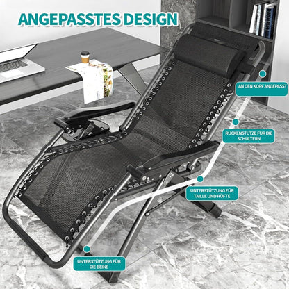 Klappbarer Gartenliege Ergonomisch Stabil, 240kg Belastbar