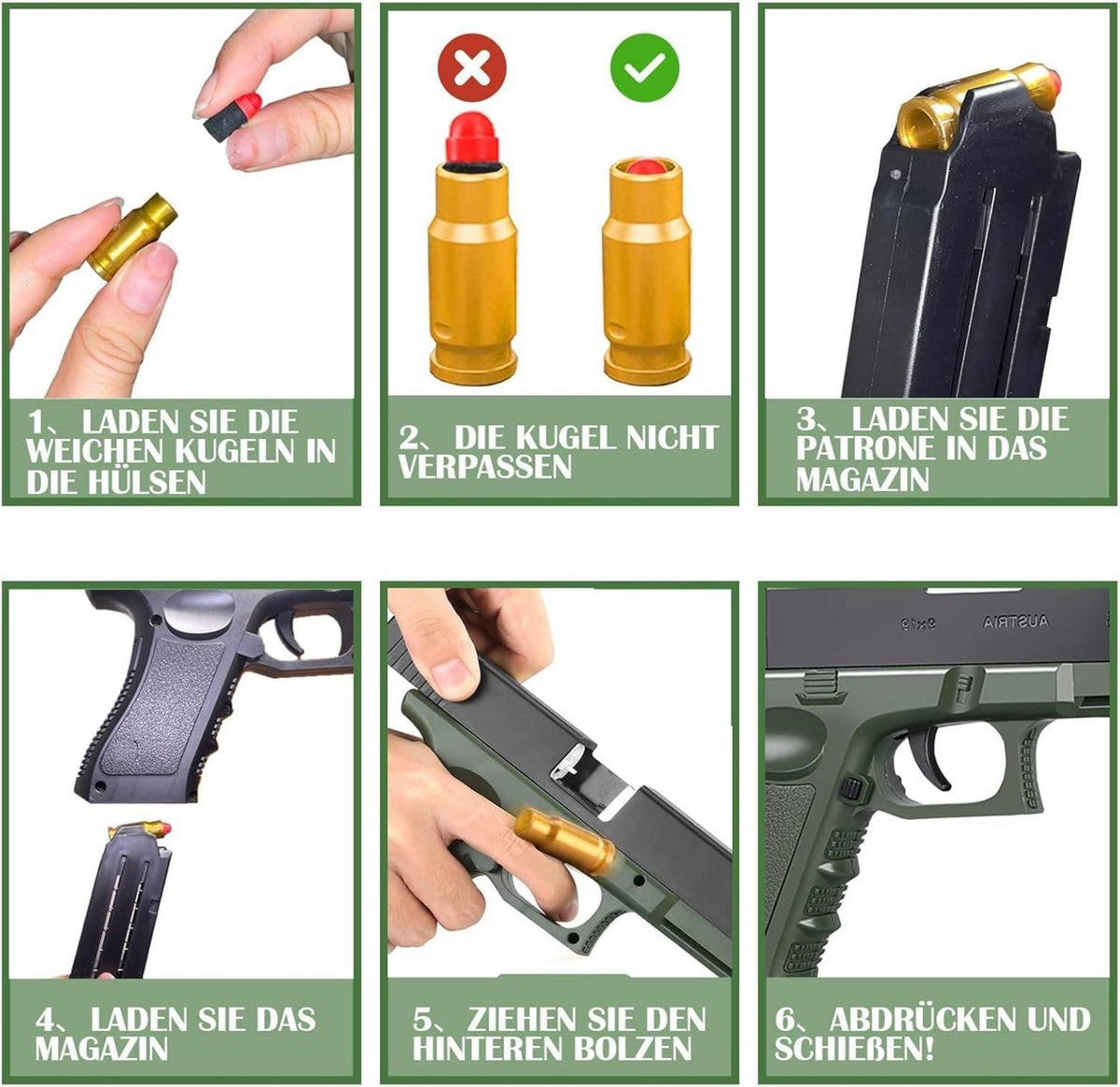 Kinder Spielzeug Pistole M1911 Schaumstoff-Blaster Soft-Bullet Gun