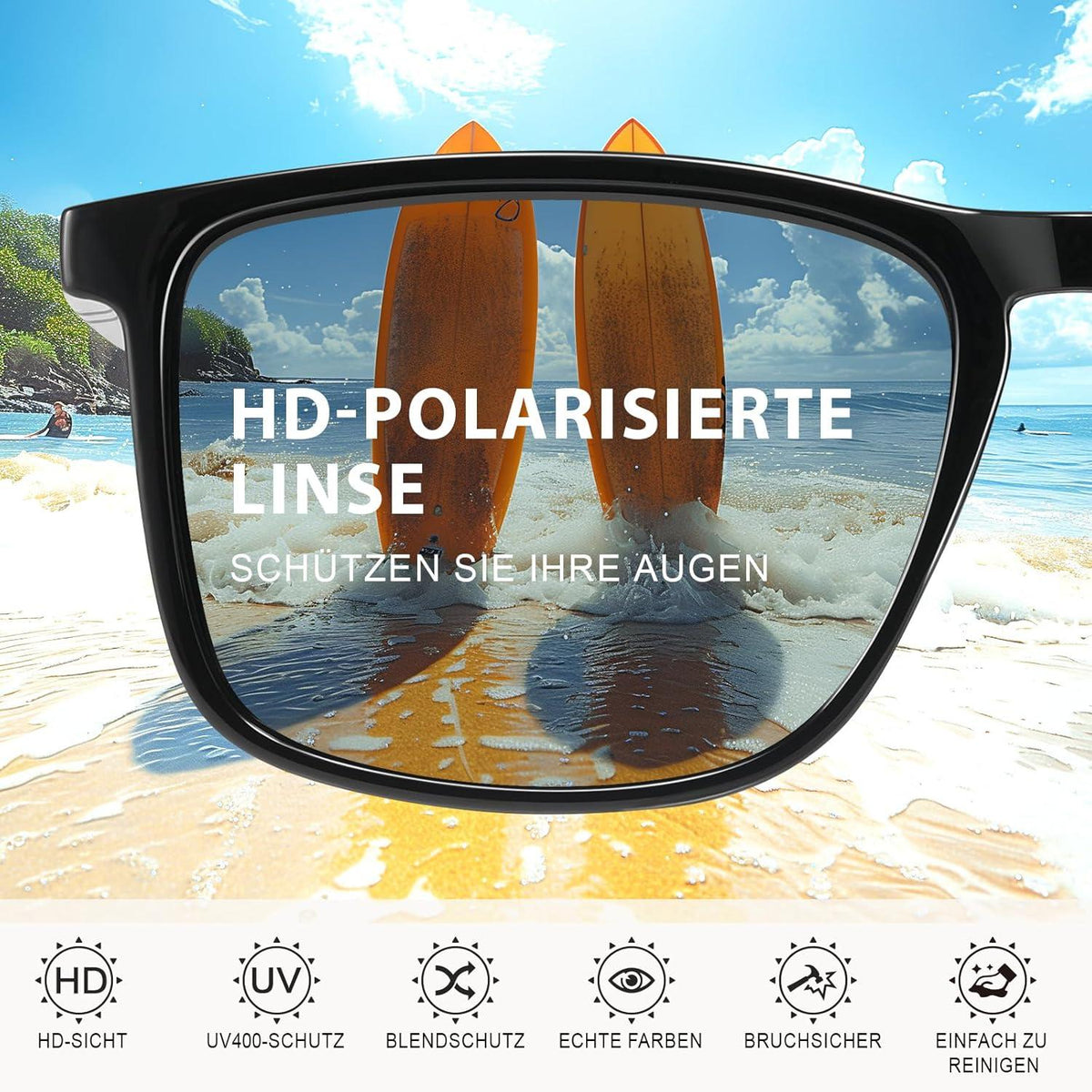 Polarisierte Sonnenbrille Schwarz UV400 TR90 Sport Fishing Ski Goggles