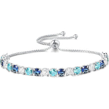 Silber Tennisarmband Damen mit Blau Zirkonia – Verstellbar & Glitzer