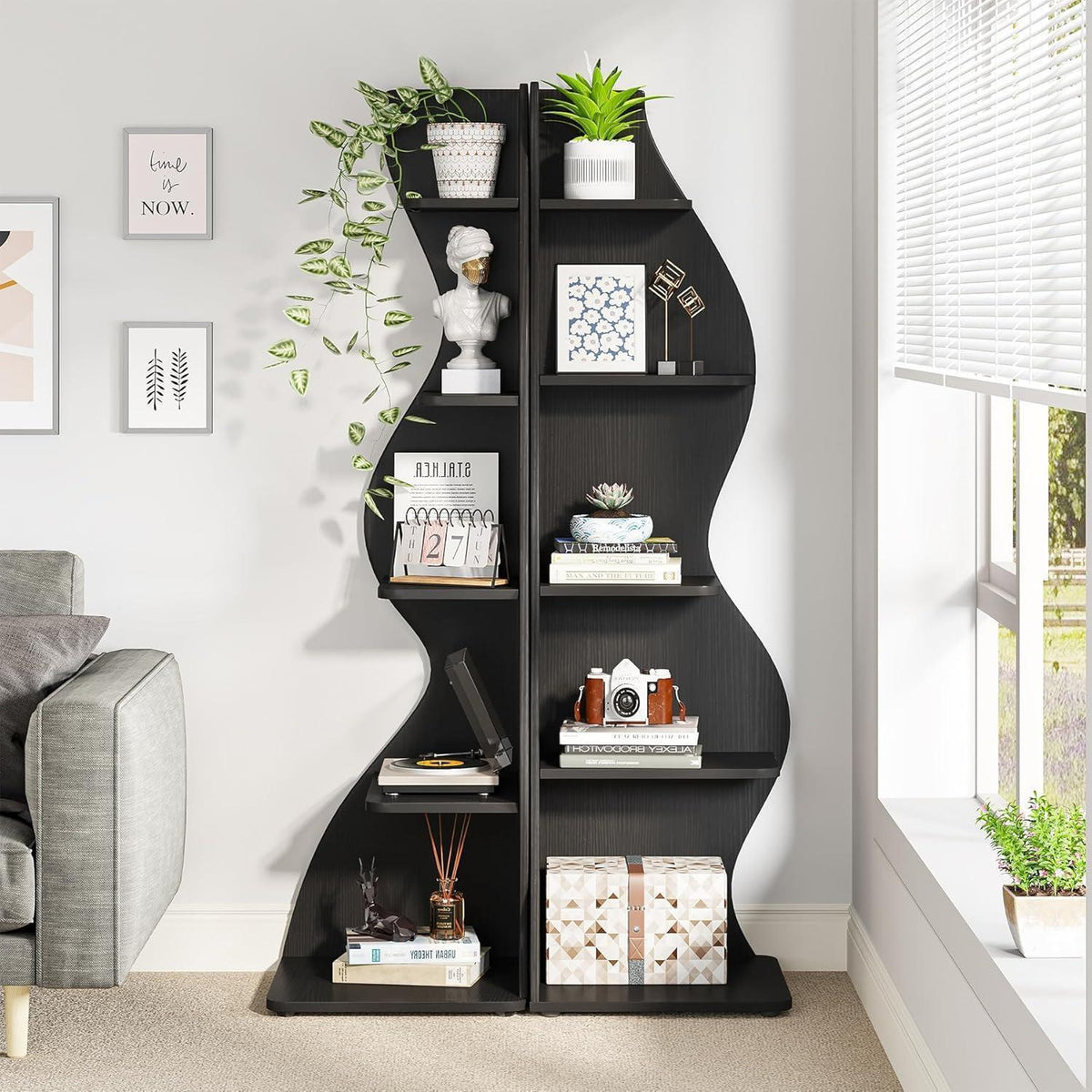 Eckregal 5-Stufig, Schwarz – Modernes Bücherregal & Pflanzenständer