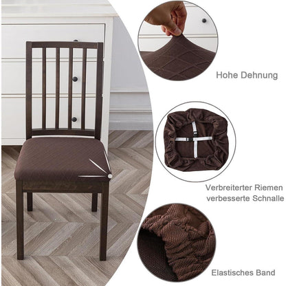 Esszimmerstuhl Sitzbezüge 4er Set – Wasserdicht & Stretch Braun