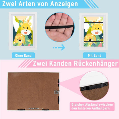 Kunstfotorahmen A4, weiß, 2 Stück - Kinderbilder, öffnbar