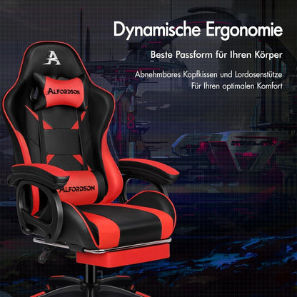 Ergonomischer Bürostuhl mit Massage-Lendenkissen, Rot