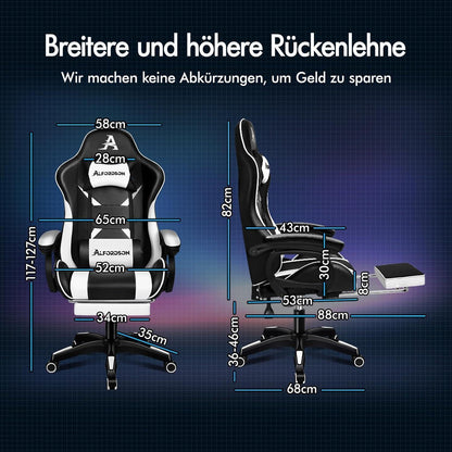 Ergonomischer Bürostuhl mit Massage-Lendenkissen, 180kg