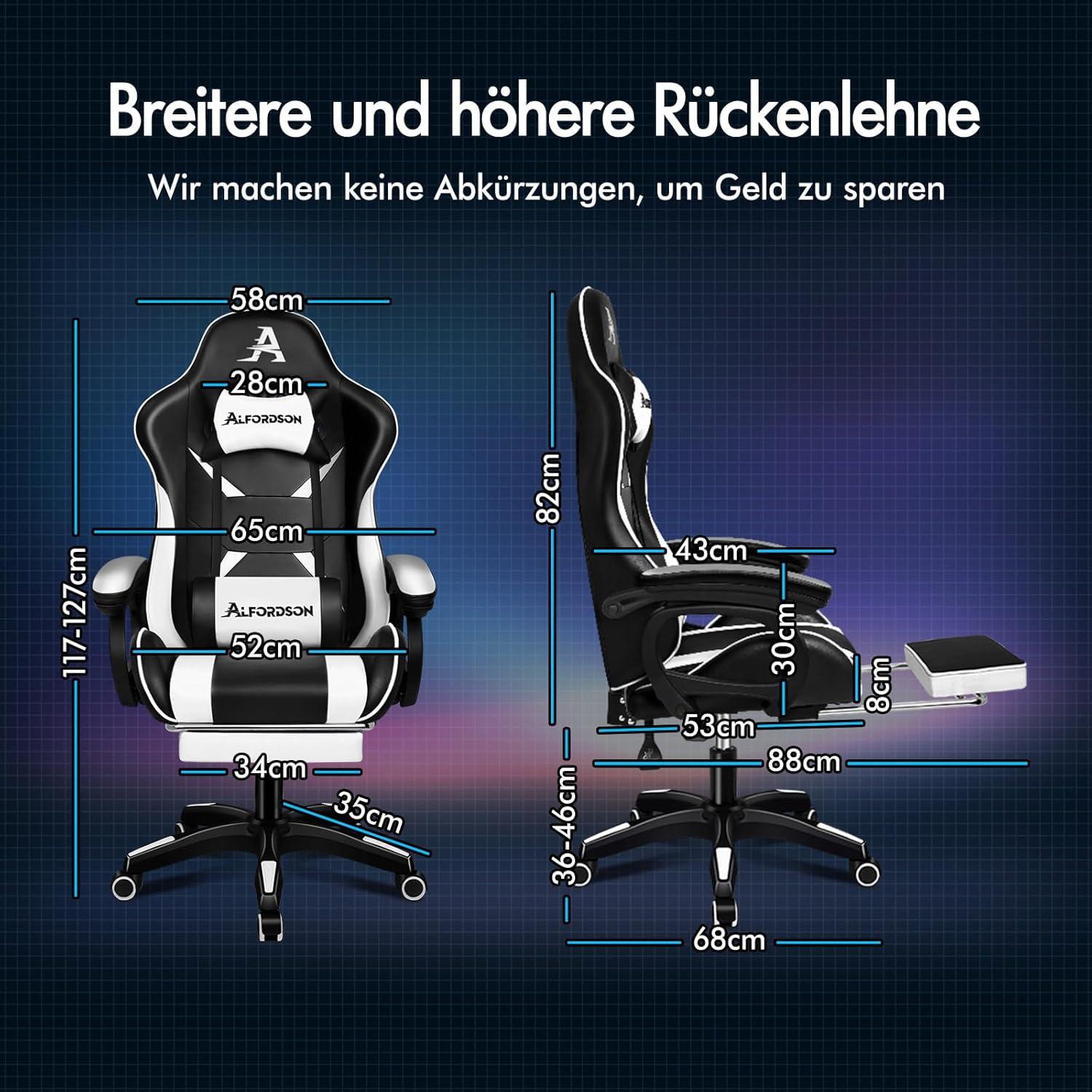 Ergonomischer Bürostuhl mit Massage-Lendenkissen, 180kg