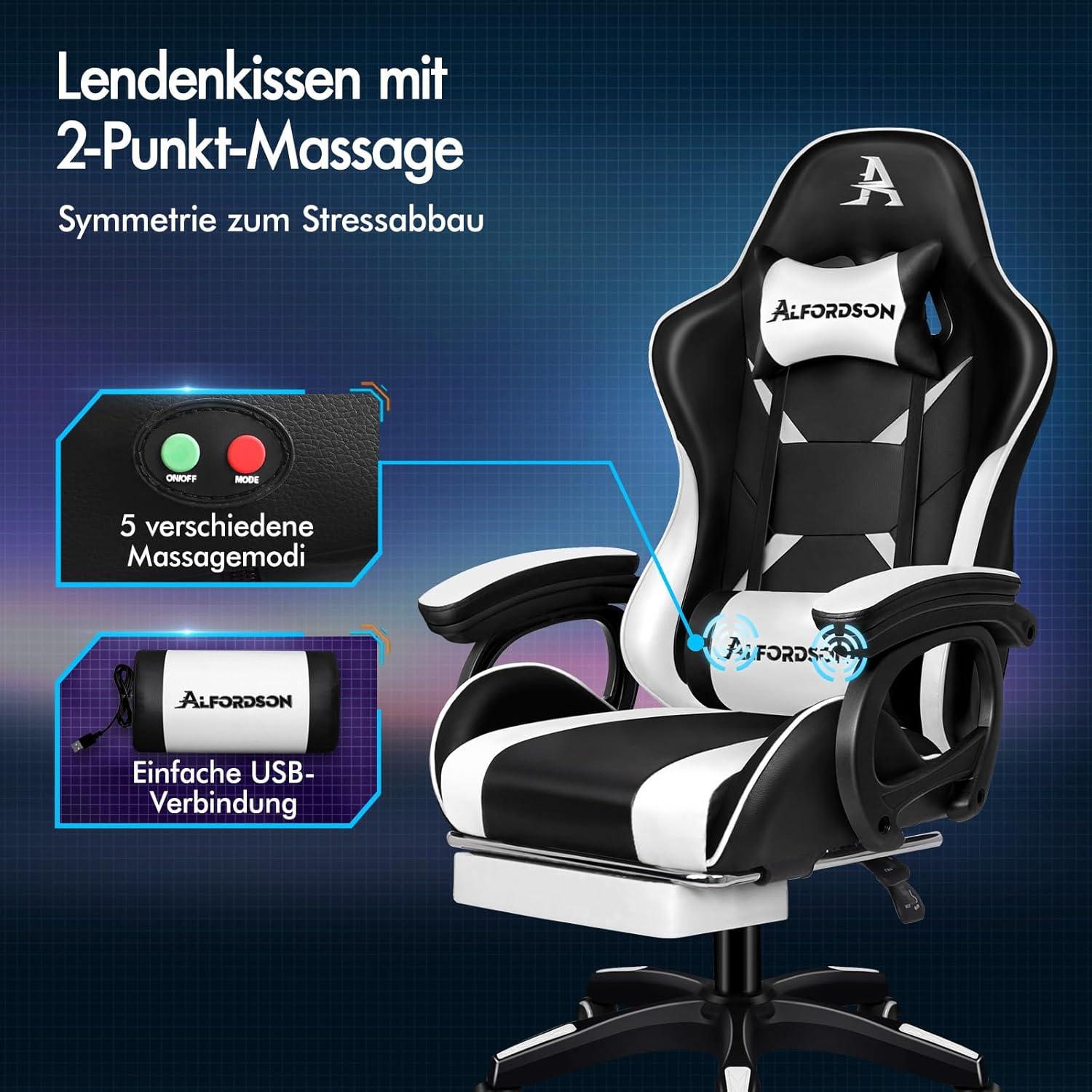 Ergonomischer Bürostuhl mit Massage-Lendenkissen, neigbarer