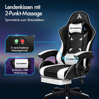Ergonomischer Bürostuhl mit Massage-Lendenkissen, neigbarer
