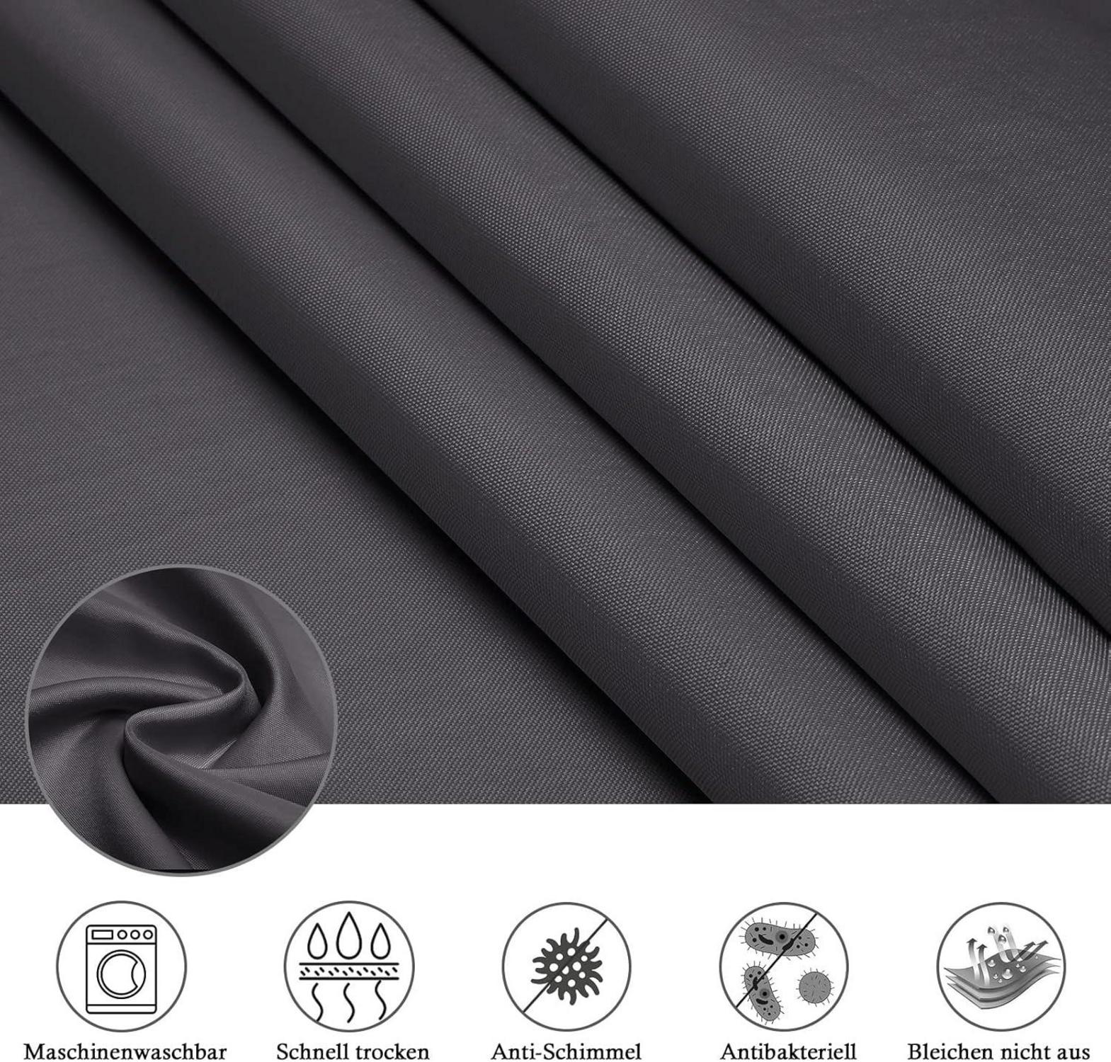 Duschvorhang 120x180 Wasserdicht Dunkelgrau Textil Polyester Anti-Schimmel 8