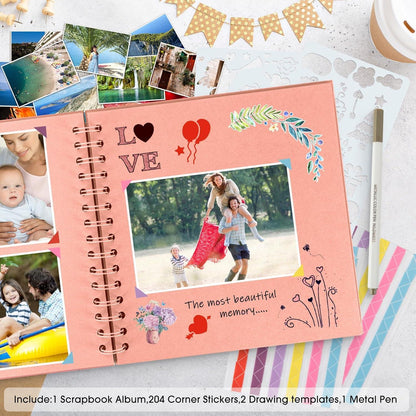 JAECU DIY Fotoalbum 21x21cm Spiralalbum Scrapbook rosa