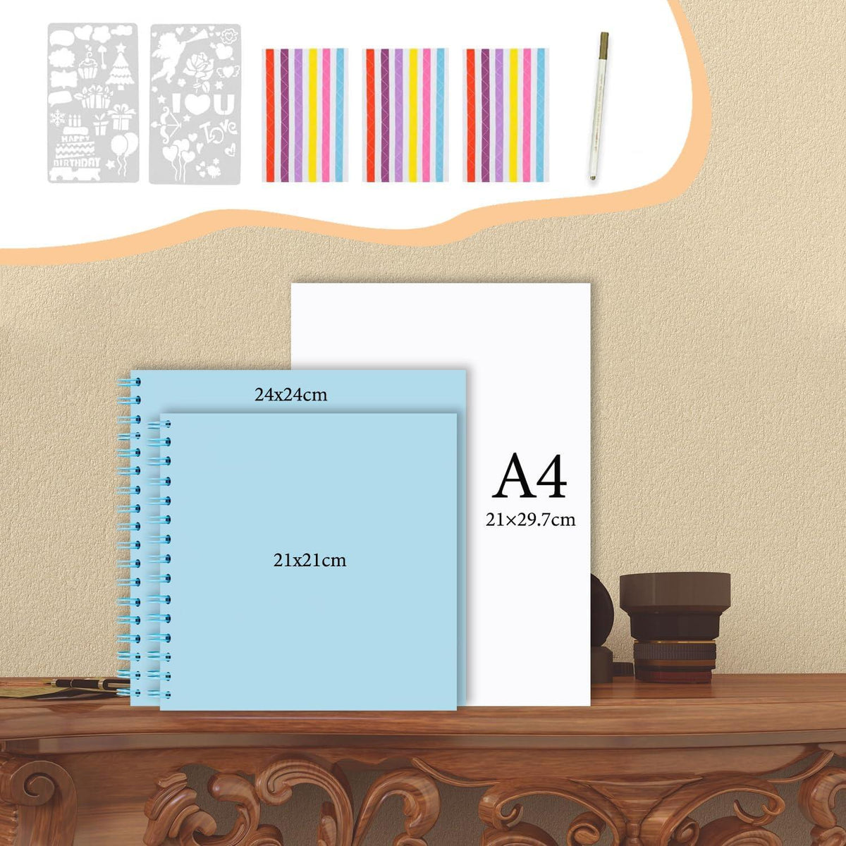 Fotobuch Fotoalbum Scrapbook DIY 21x21cm 40 Seiten Spiralalbum Blau