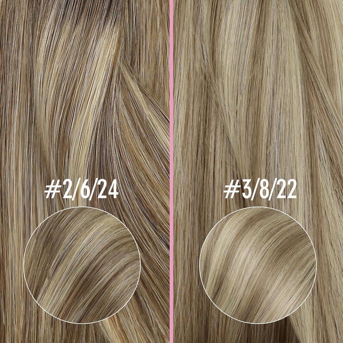 Echthaar Nanoring Extensions Braun Balayage Blond 55cm