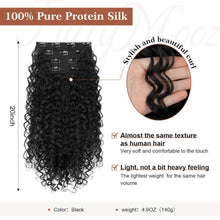 Lockige Haarverlängerung 50cm – Schwarz, Clip-in, Proteinseide