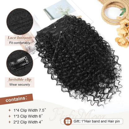 Lockige Haarverlängerung 50cm – Schwarz, Clip-in, Proteinseide