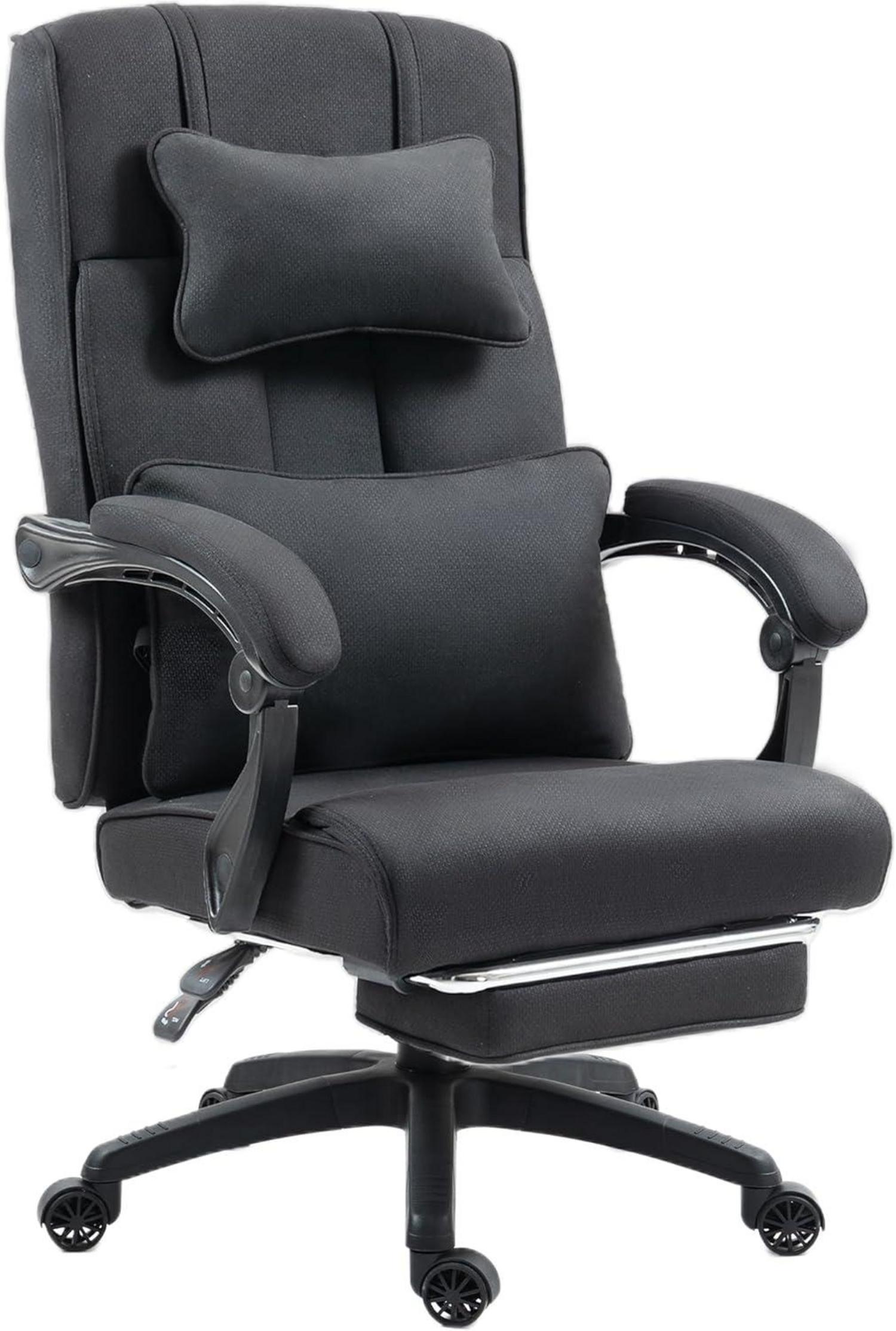 Ergonomischer Chefsessel Bürostuhl mit Fußstütze, Schwarz