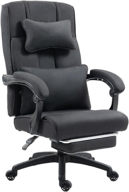 Ergonomischer Chefsessel Bürostuhl mit Fußstütze, Schwarz