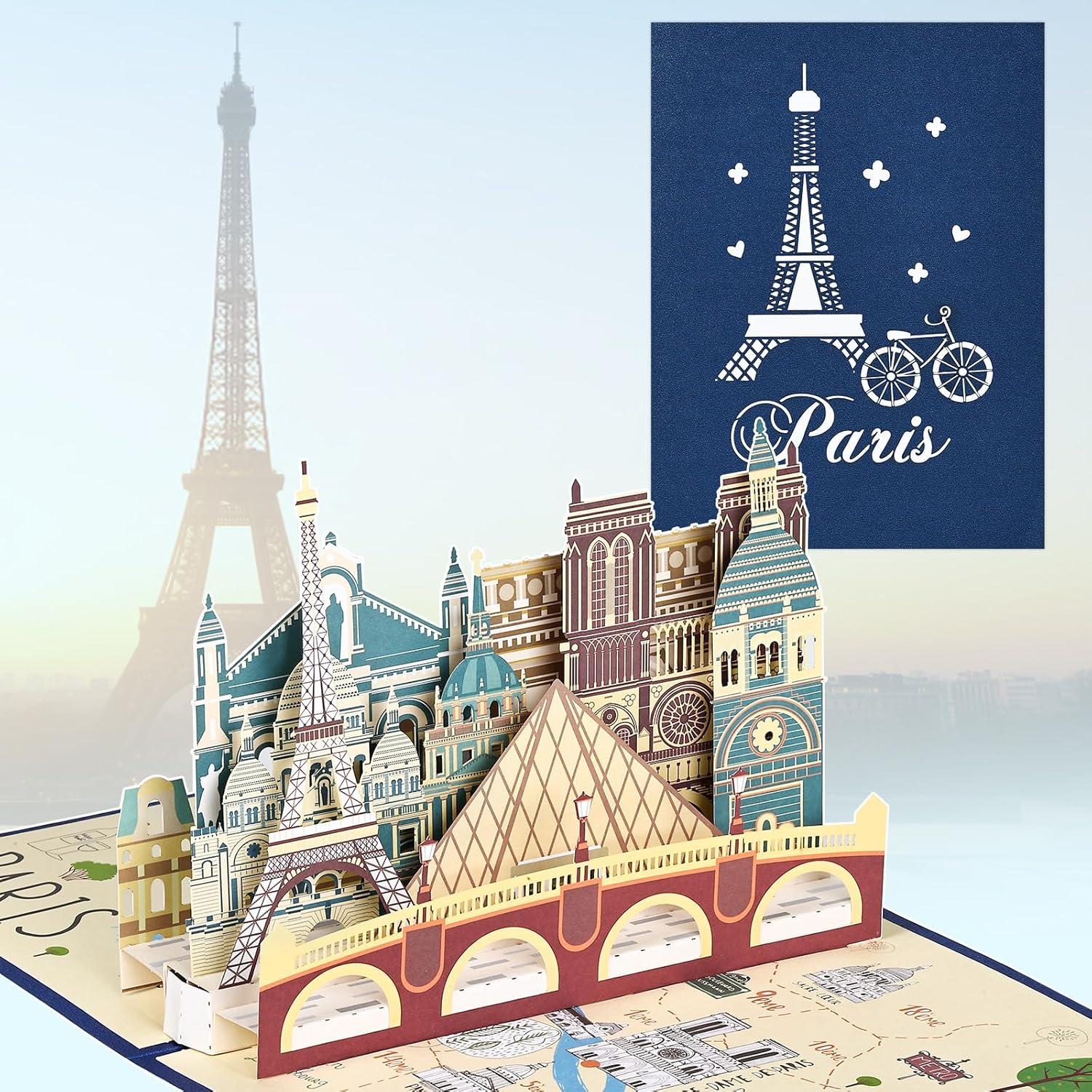 Joyoldelf Pop Up Karte Paris Eiffelturm 3D Reisegutschein