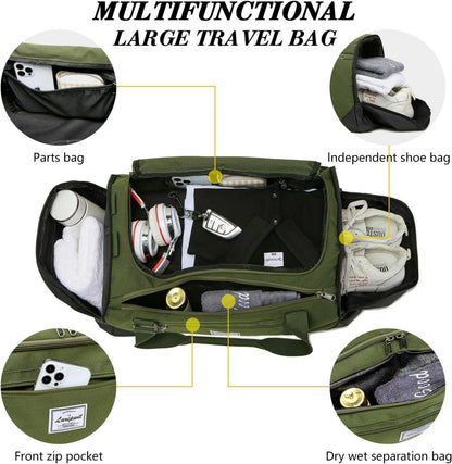 Laripwit 40L Sporttasche Herren mit Schuh- & Nassfach, Wasserdicht & Leicht, Armeegrün