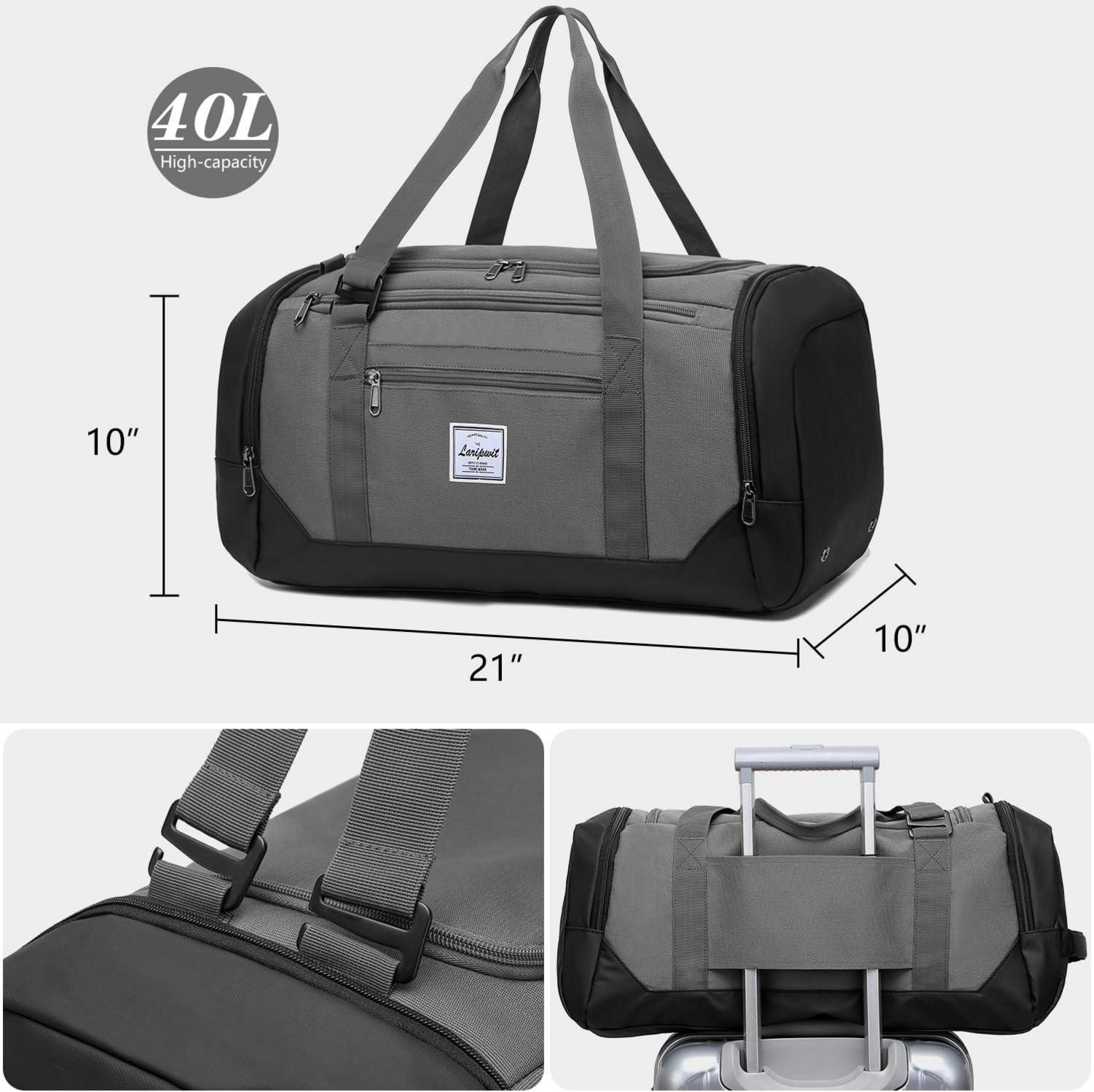 Laripwit Sporttasche Herren 40L Rucksack Weekender Fitness Tasche Grau
