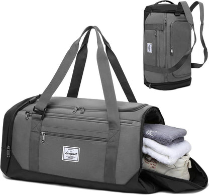 Sporttasche Herren 40L Rucksack Reisetasche Schuhfach Nassfach Grau