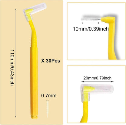 30 Gelbe Zahnzwischenraumbürsten Zahnseide Sticks Dental
