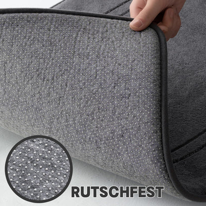 3-teiliges Badezimmerteppich Set Dunkelgrau – Weich & Rutschfest
