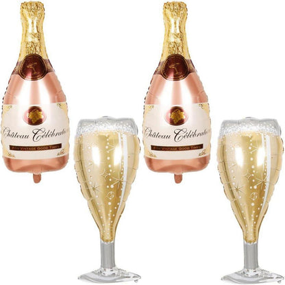 Champagner Folienballon Wein Sektflasche Weinglas Helium Ballon