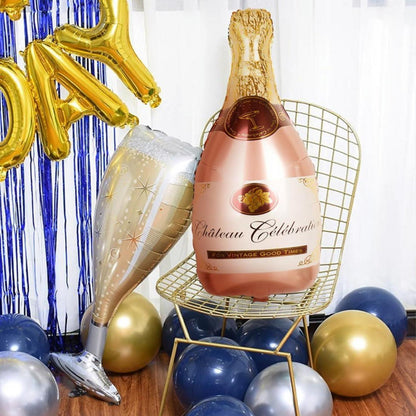 Champagner Folienballon Wein Sektflasche Weinglas Helium Ballon