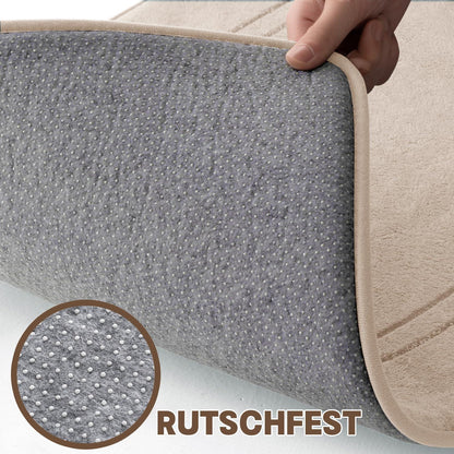 5-teiliges Badezimmerteppich Set Beige – Weiche Memory Foam