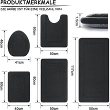 5-teiliges Badezimmerteppich Set Schwarz – Weiche Memory-Schaum Badematten