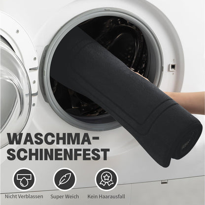 5-teiliges Badezimmerteppich Set Schwarz – Weiche Memory-Schaum Badematten