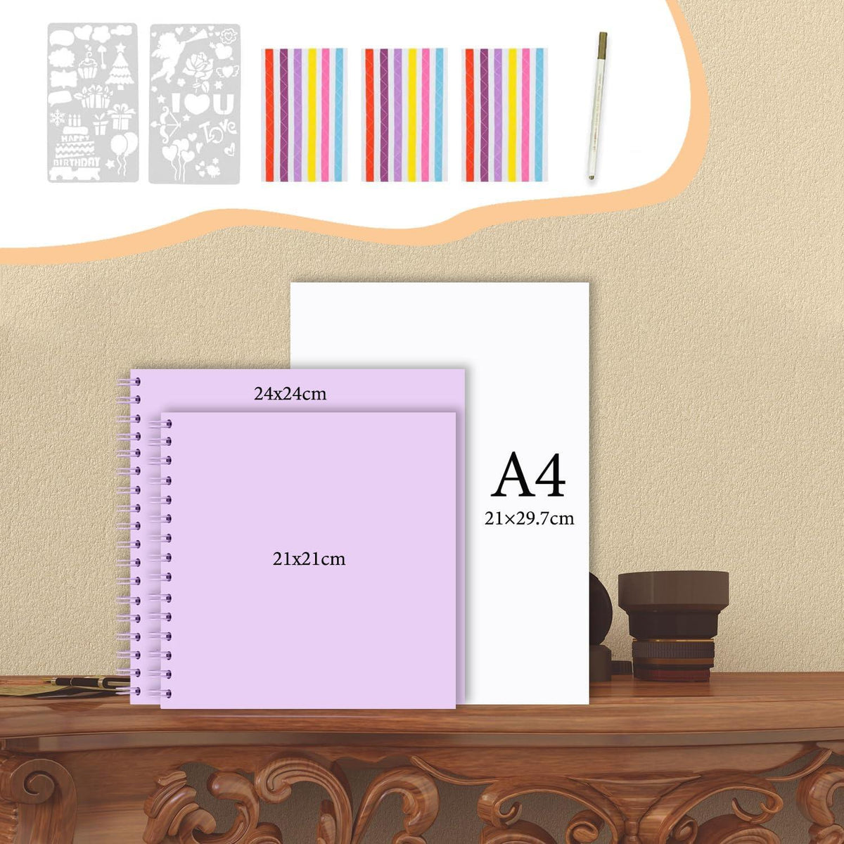 Fotoalbum DIY Spiralalbum Scrapbook 24x24cm 80 Seiten Lila