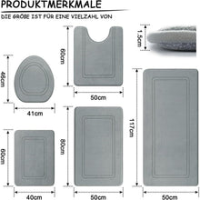 5-teiliges Badezimmerteppich Set Grau – Weiche Memory Foam Matten