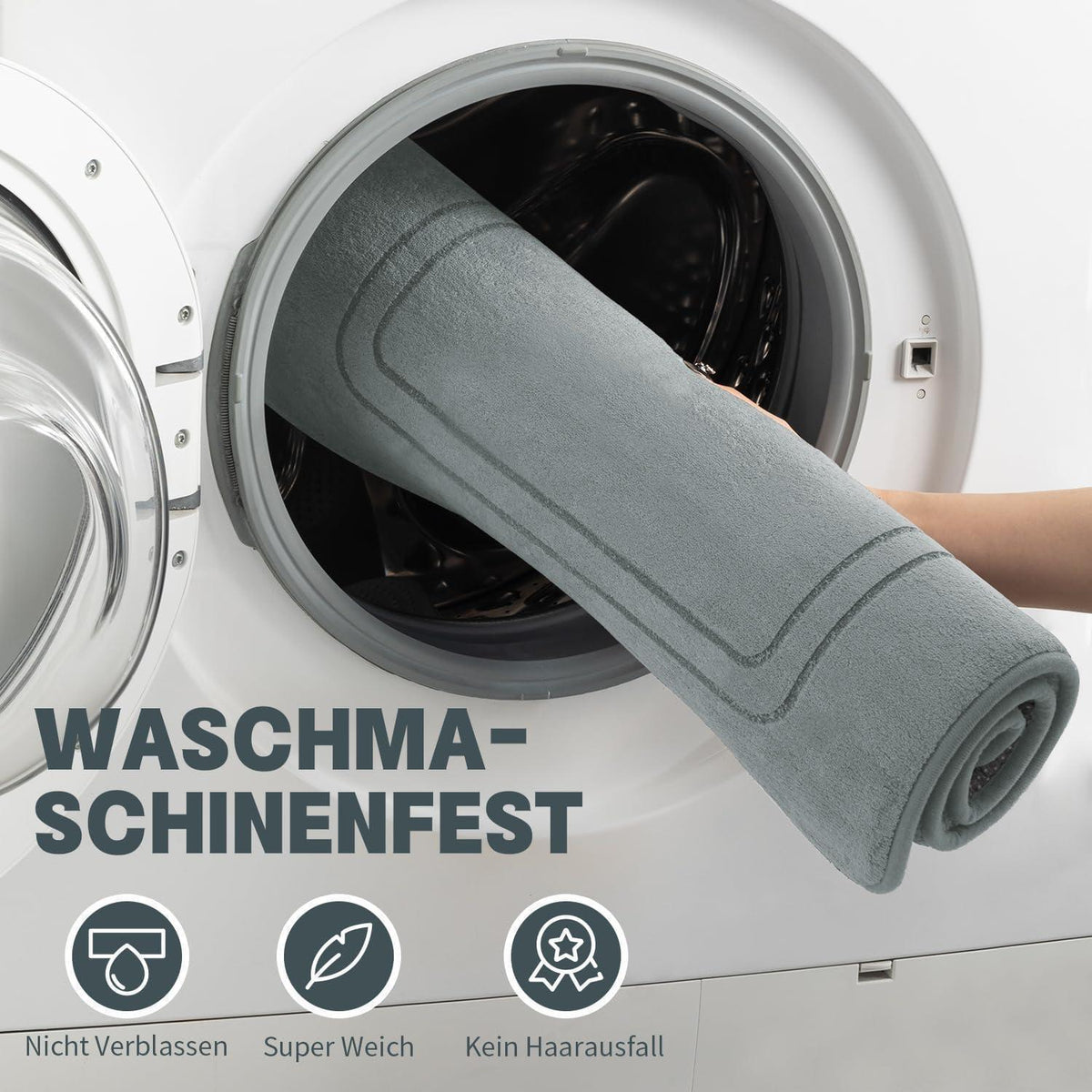 5-teiliges Badezimmerteppich Set Grau – Weiche Memory Foam Matten